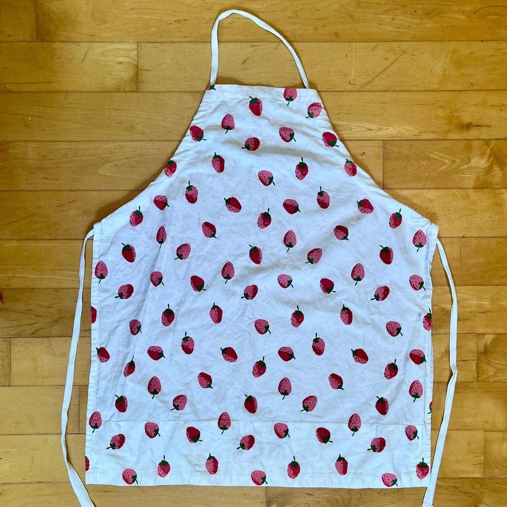 Kate Spade Strawberry Apron Womens OS Fruit Print Cotton Kitchen In Good Measure